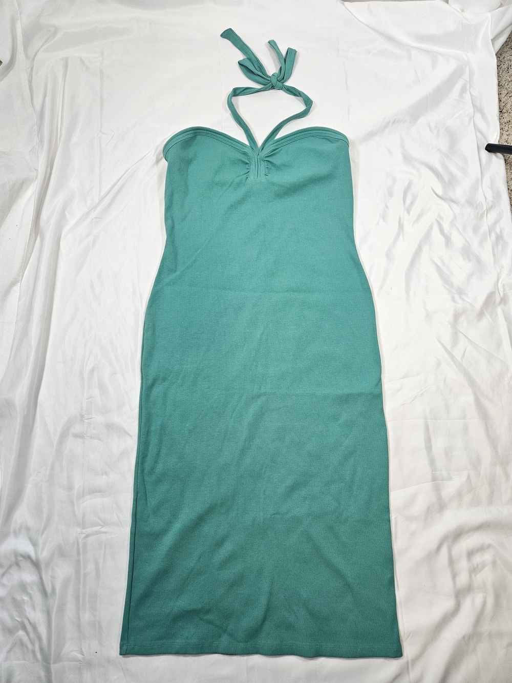 Nine West Teal Strapless Halter Knit Bodycon Dress Girls Night Out